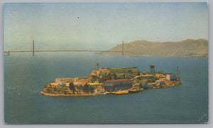 Aerial View Of Alcatraz Prison, The Rock, San Francisco, California, USA, Vintage Post Card.