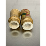 Vintage Mini Wood Salt & Pepper Shakers w/Painted Roosters Design 2 1/4”h