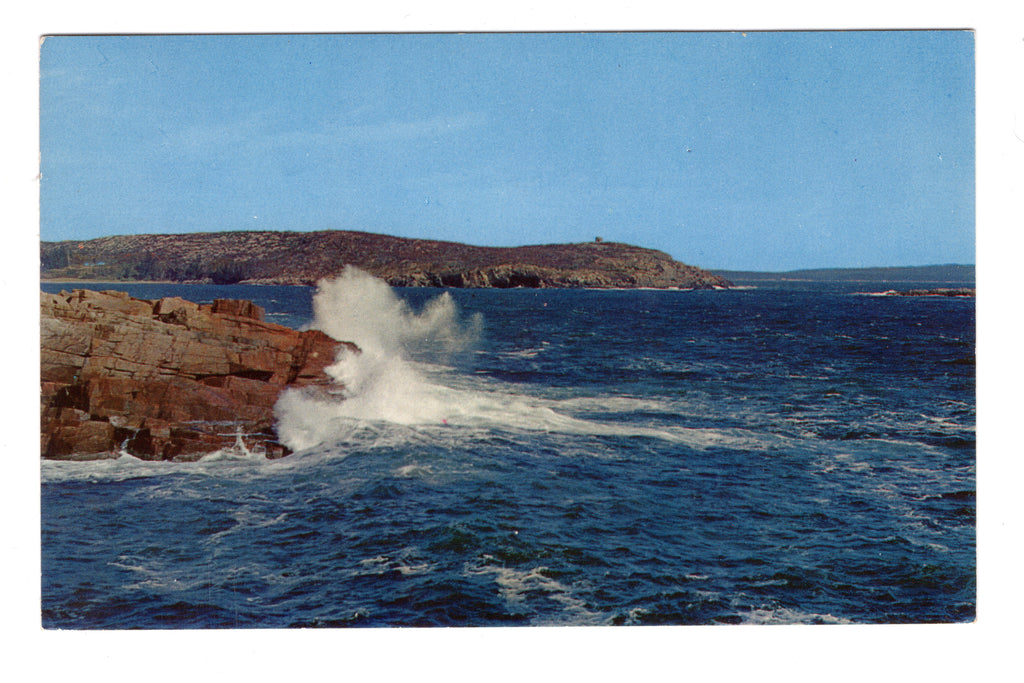 High Surf near Great Head, Bar Harbor, Acadia National Park, Maine, VTG PC