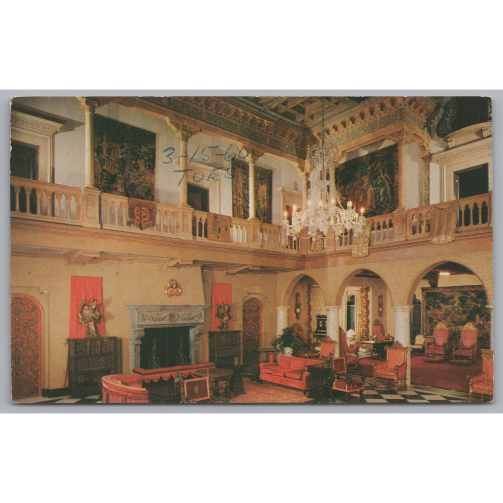 The Great Hall, John Ringling’s Residence, Sarasota, Florida, VTG PC