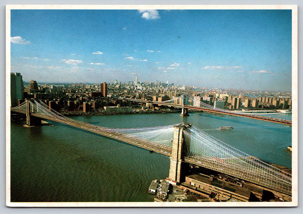 Brooklyn & Manhattan Bridge, New York, Vintage Post Card