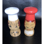 Vintage Chef Male/Female Wood Salt and Pepper Shakers Japan 1950s