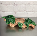 Vintage Tree & Leaf Caddy Holder Stand For Salt Pepper Shakers Condiment Ceramic