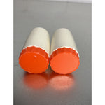 Vintage Retro Column Pillar Salt & Pepper Shakers White Red Plastic
