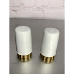 Vintage Retro Column Pillar Salt & Pepper Shakers White Gold Plastic