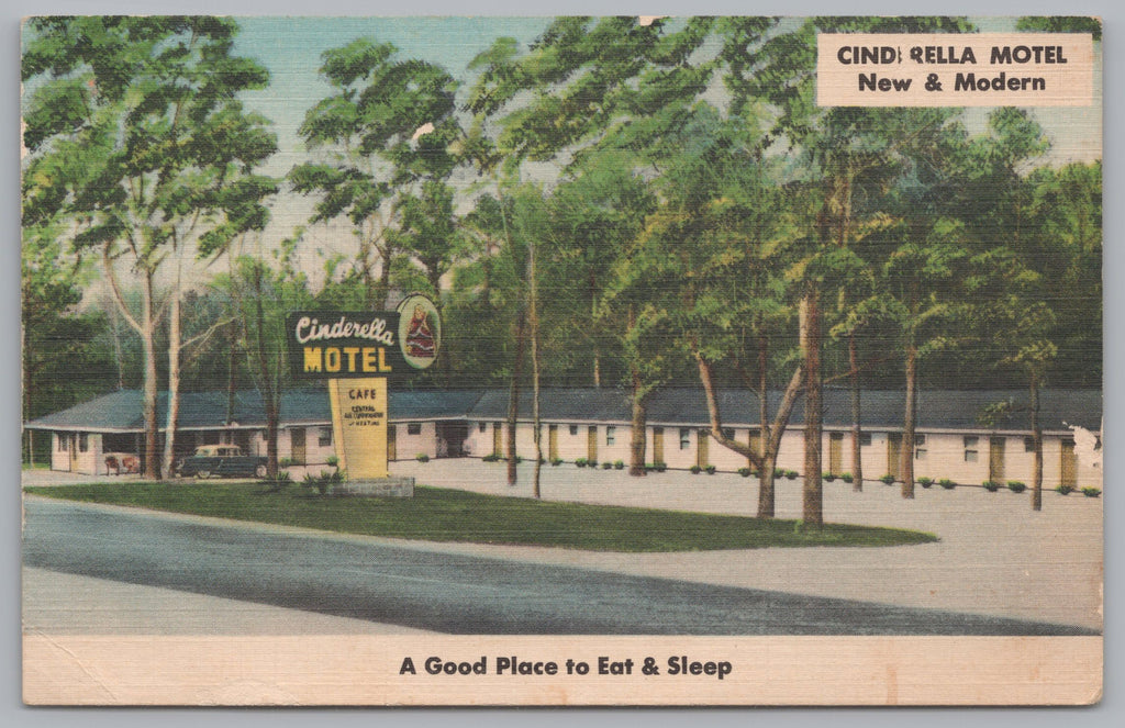 Cinderella Motel/Cafe, Tuscaloosa & Montgomery, Linen Vintage PC