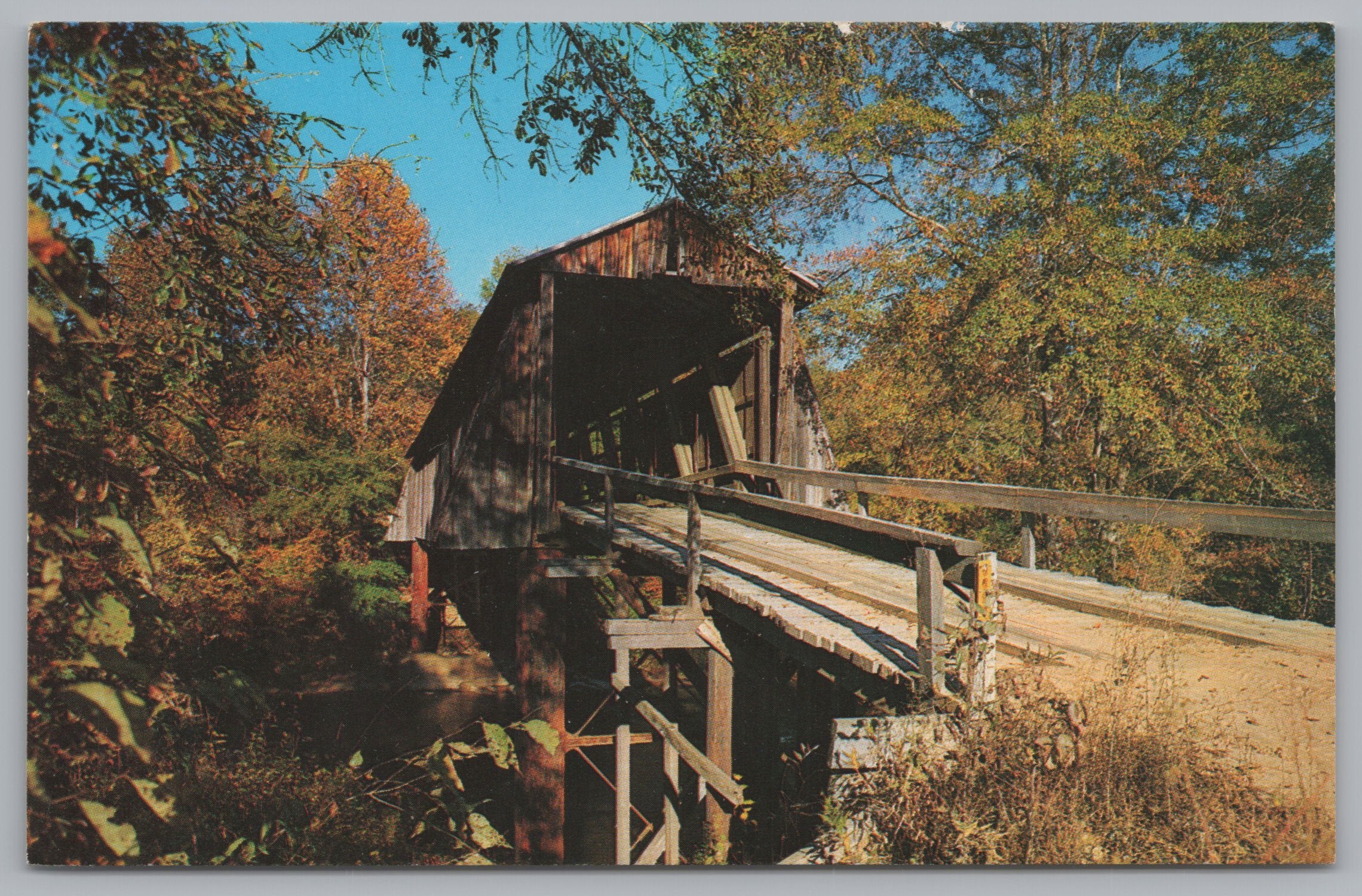 Historic Old Covered Bridge, The Chapmans Bridge, Vintage Post Card.