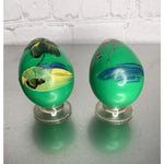 Vintage Tropical Egg Salt & Pepper Shakers Plastic Green