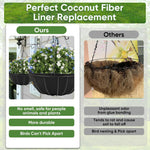 Hanging Planter Basket Liners 4 Pack 14" Round Fabric Liners w/Snaps Woven Black