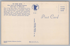 740 River Drive And Highland Parkway, Saint Paul 16, Minnesota, USA, Vintage Post Card.