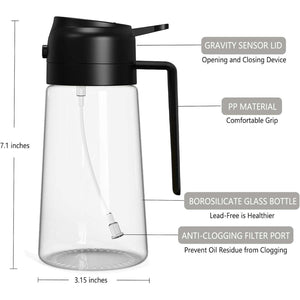 16oz Glass Olive Oil Sprayer - 2 in 1 Spray & Pour Olive Oil Dispenser w/Labels