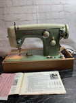 Vintage White 8930 Zig Zag Electric Sewing Machine + Case & Manual Green