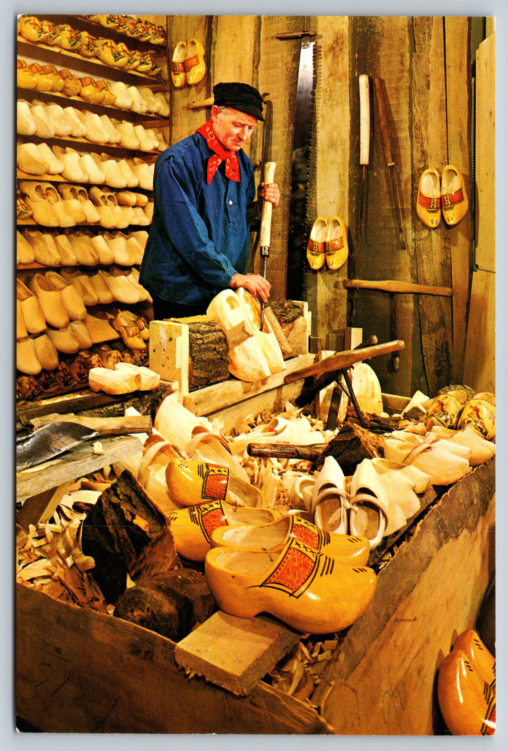 Holland, Klompenmaker Clog Maker Workshop, Vintage Post Card