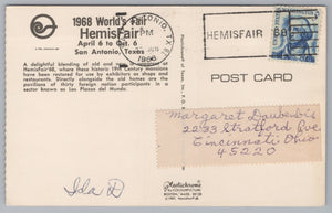 1968 World Fair, Hemisfair, San Antonio, Texas, USA, Vintage Post Card.