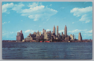 New York City Skyline Of The Skyscraper Manhattan Buildings, Vintage Post Card.