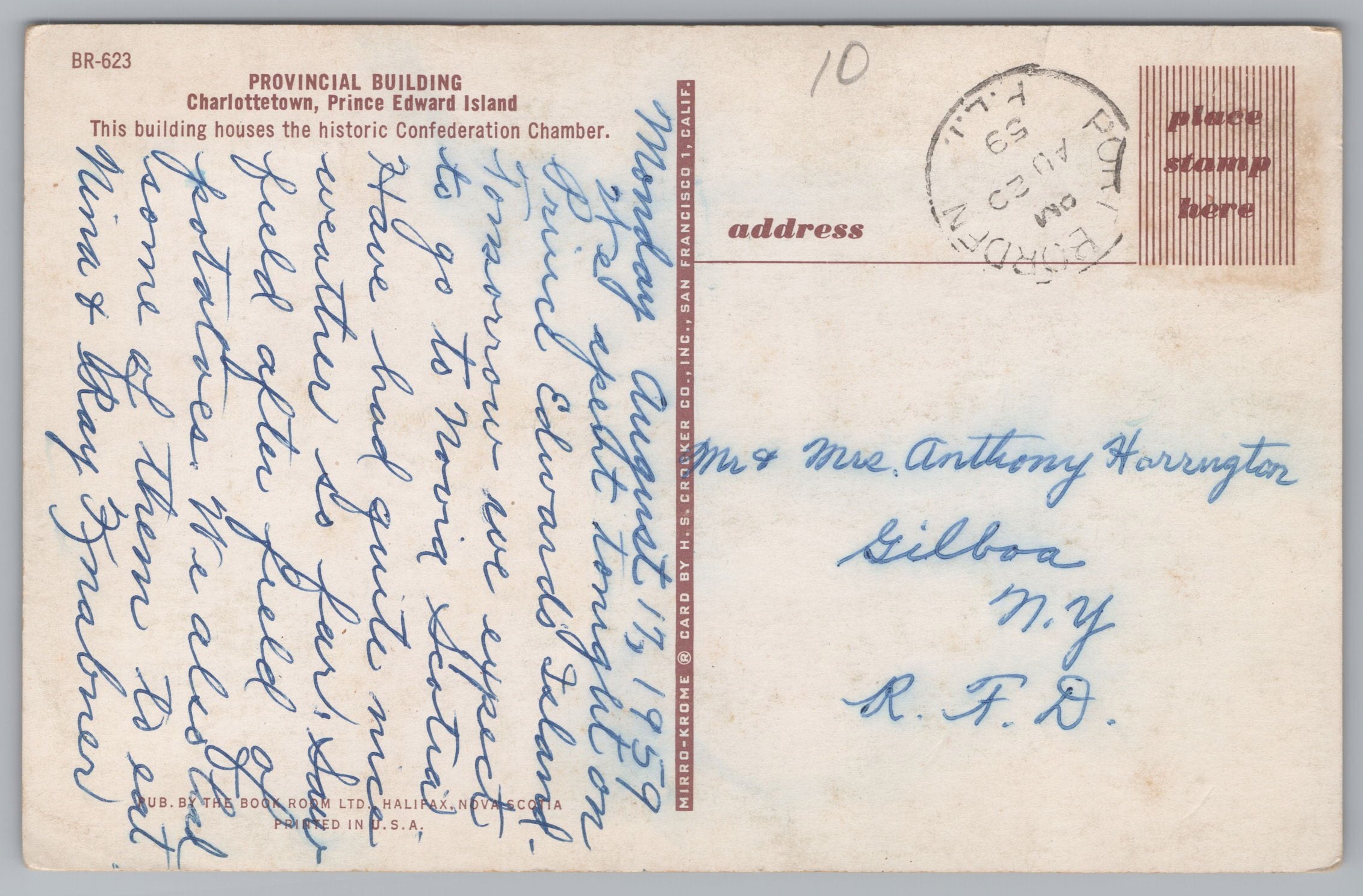 Provincial Building, Charlottetown, Prince Edward Island, Vintage Post Card.
