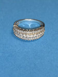 Vintage Sterling Silver Crystal Triple Row Ring Sz 7 1/4-Read Description