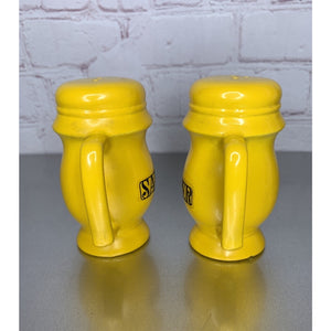 Vintage Large Yellow Stovetop Salt & Pepper Shakers Mug Style Japan