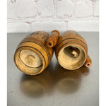 Vintage Wood Barrel Salt & Pepper Shakers Pine Cones Watkins Glen NY