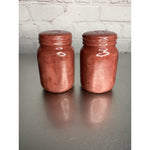 Vintage Mason Jar Ceramic Speckled Coated Salt & Pepper Shakers Burgundy