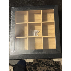 Black Bamboo Tea Bag Organizer, 9 Compartment Multi-Functional Tea Box Storage