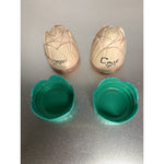 Vintage Tulip MCM Salt Pepper Shakers Green Light CreamPink Plastic Hollywood CA