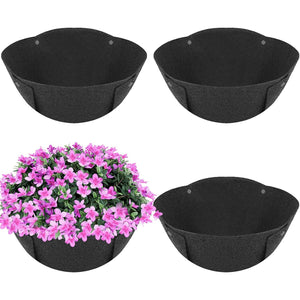 Hanging Planter Basket Liners 4 Pack 14" Round Fabric Liners w/Snaps Woven Black