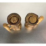 Vintage Bark Wood Salt & Pepper Shakers Pine Cones and Berries Rustic Christmas