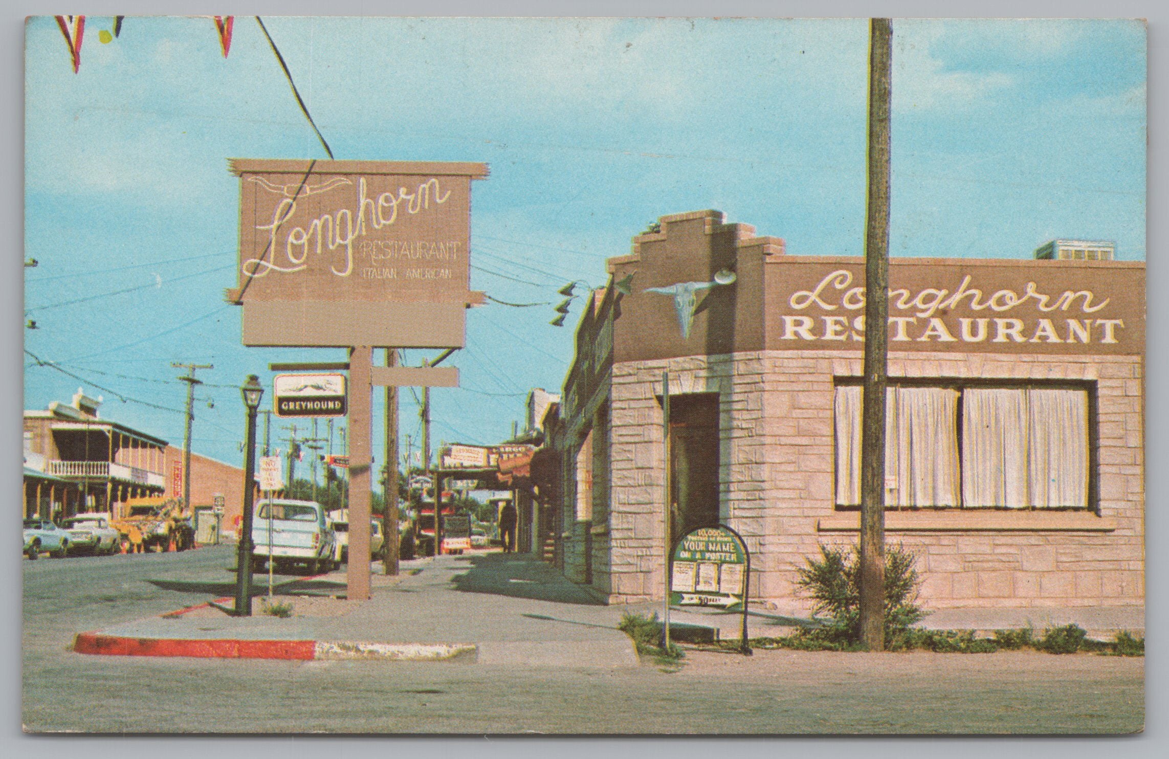 The Longhorn, The Italian And American Restaurant, Vintage Post Card.