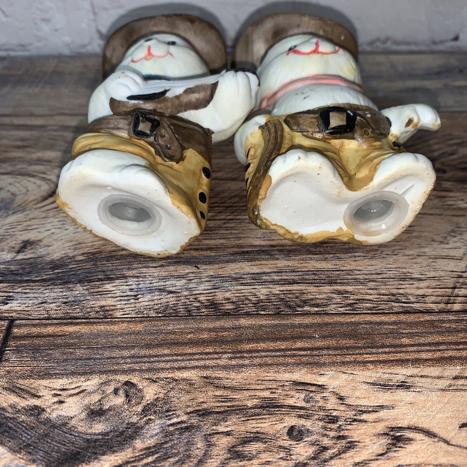 Vintage Cowboy Bears Salt & Pepper Shakers, Lasso Banjo