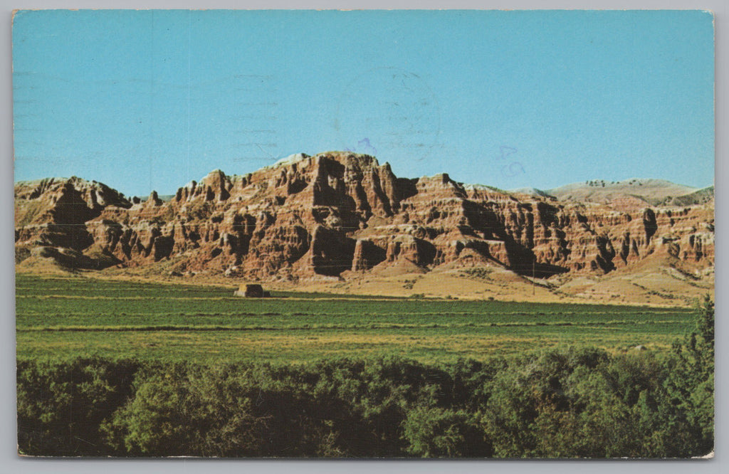 A Beautiful Scene Of The Badlands, Highway 26-287, Dubois, Wyoming, Vintage Post Card.