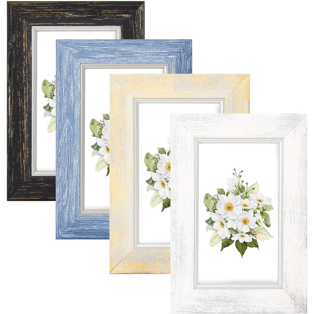 3x5 Picture Frames Set of 4 with Opening Size 2.6''x4.6'', Rustic Photo Frame