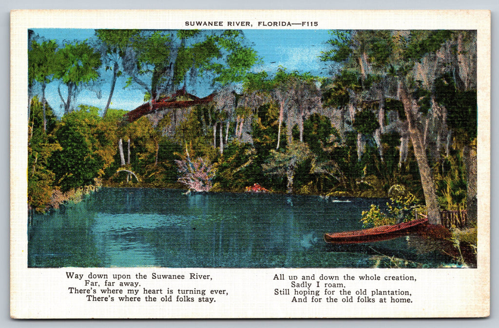 The Suwanee River, Small Poem Florida, USA, Vintage Post Card