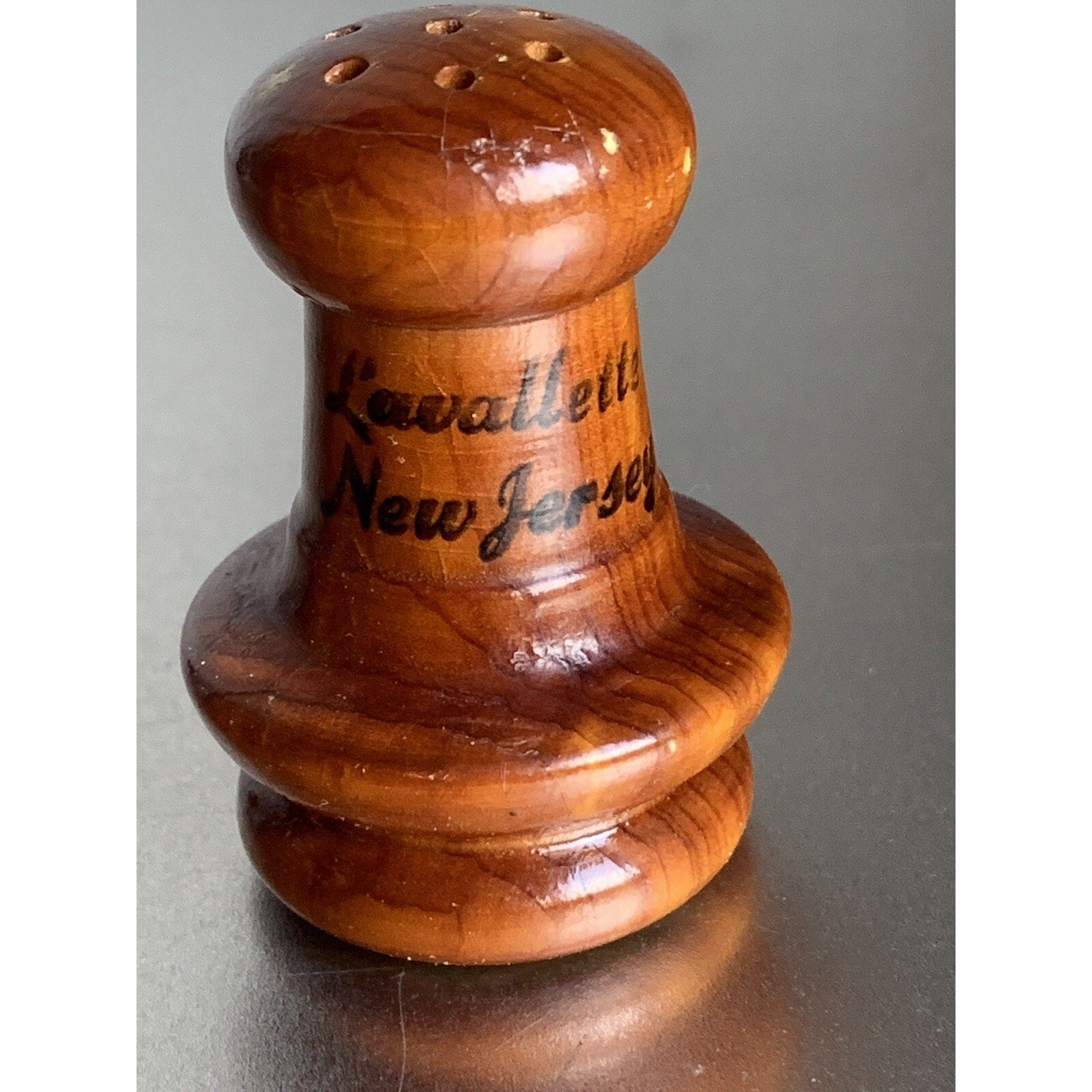 Vintage Wood Salt & Pepper Shakers Chess Pawns Lavallette New Jersey Souvenir