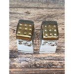 Vintage Bavaria Miniature White Gold Salt & Pepper Shakers Porcelain 1 3/4”