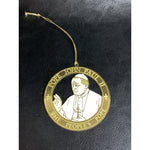 Vintage Pope John Paul II Gold Metal Christmas Ornament 2.5"