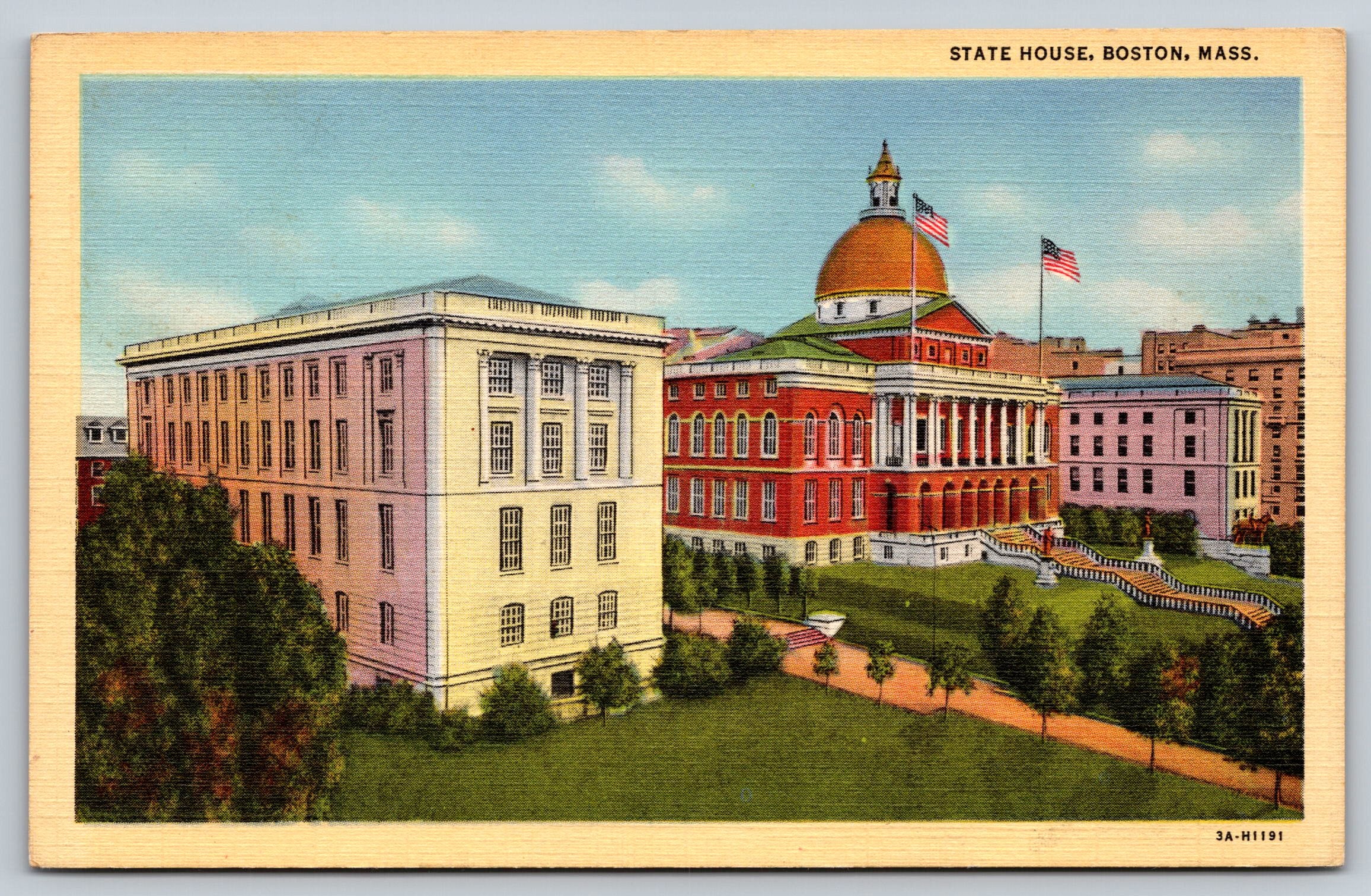 State House, Boston, Massachusetts, USA, Vintage Post Card