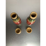 Vintage Wood Florida Salt & Pepper Shakers Round Stripe Design