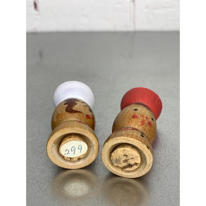 Vintage Wood Chef Salt & Pepper Shakers Japan Mini