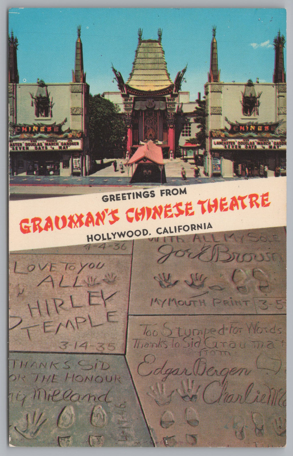 Graumans Chinese Theatre, Hollywood, California, USA, Vintage Post Card.