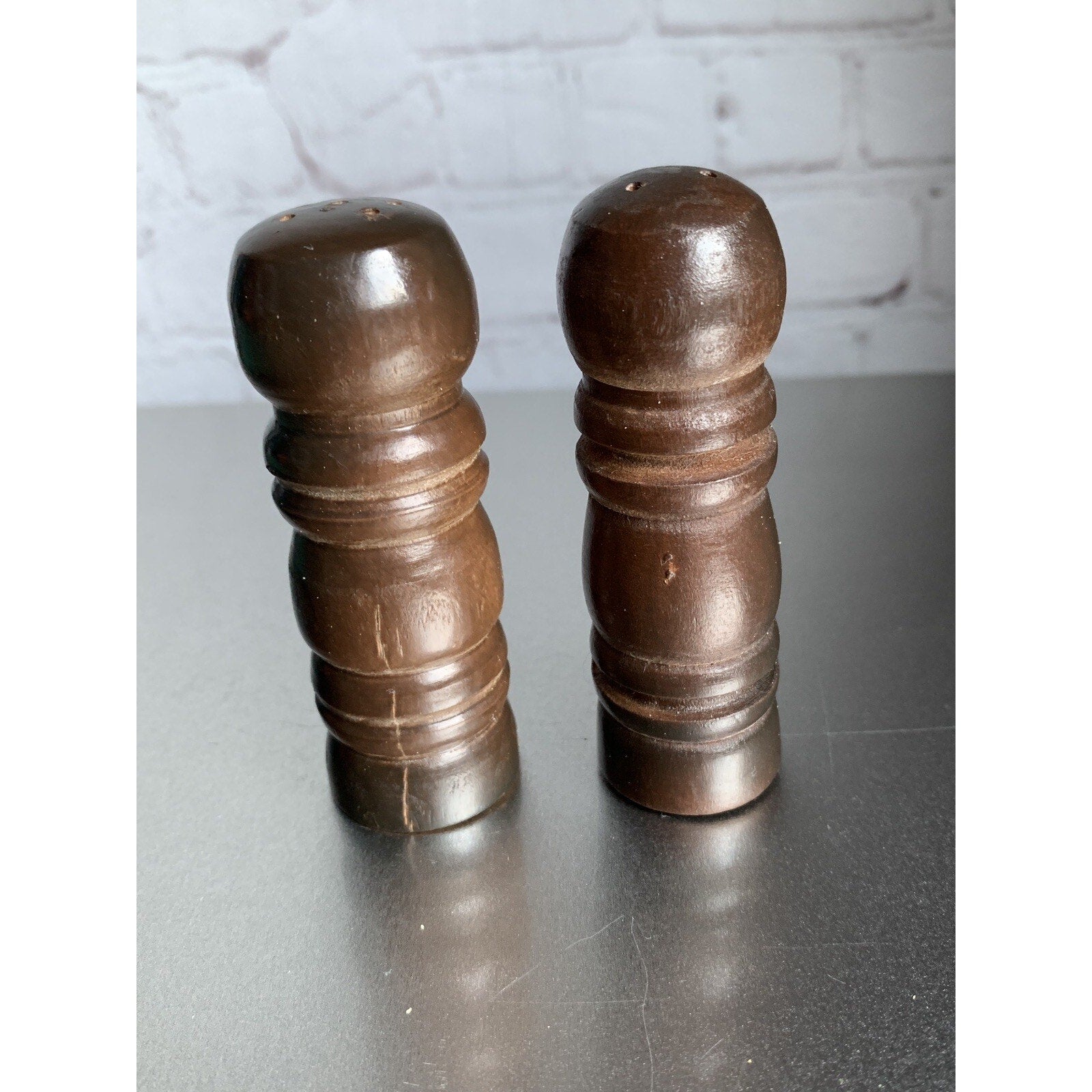 Vintage MCM Wood Salt & Pepper Shaker Classic Japan