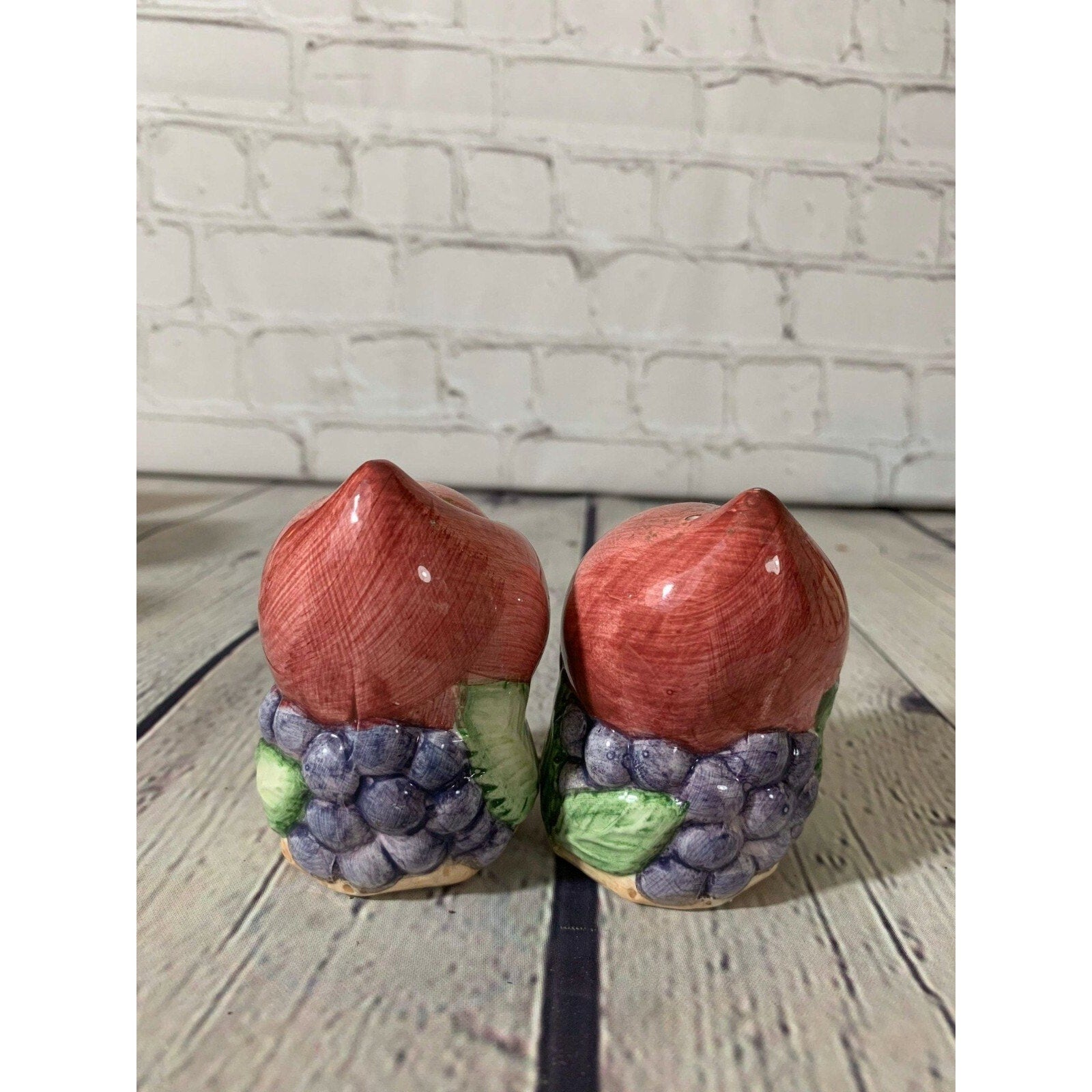 Vintage Glazed Ceramic Fruit Cluster Salt & Pepper Shakers -Japan