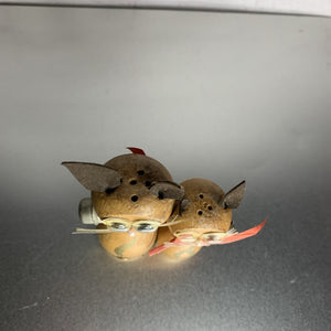 Vintage Wooden Enesco Magnetic Cat Couple Salt & Pepper Shakers Japan