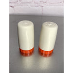 Vintage Retro Column Pillar Salt & Pepper Shakers White Red Plastic