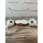 Vintage White Doves In Holly Berry Tray Salt & Pepper Shakers, Russ Berrie Co