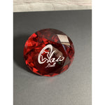 Ohio Ball Large Art Glass Ruby Red Diamond Shaped Paperweight 3 1/2” Round