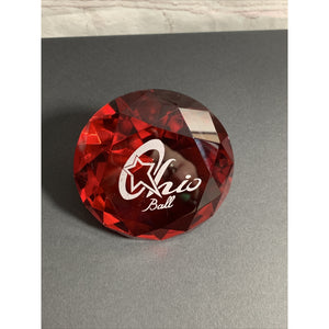 Ohio Ball Large Art Glass Ruby Red Diamond Shaped Paperweight 3 1/2” Round
