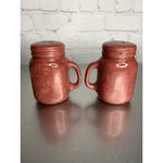 Vintage Mason Jar Ceramic Speckled Coated Salt & Pepper Shakers Burgundy