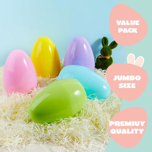 10" Jumbo Easter Eggs, 6PCS Pastel Color Plastic Easter Eggs, Easter Egg Hunt