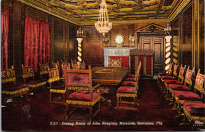Dining Room Of John Ringling Mansion, Sarasota, Florida, Vintage Post Card